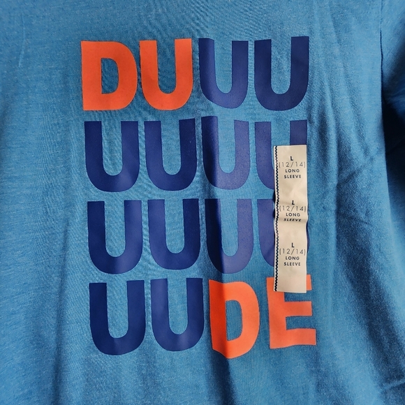 Cat & Jack Baby Blue and orange Long sleeve Dude shirt Size L 12-14 NWT - Picture 4 of 6